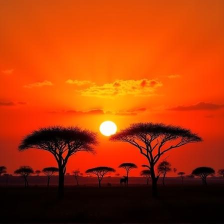 พระอาทิตย์ตกดินที่ซาฟารีเคนยา